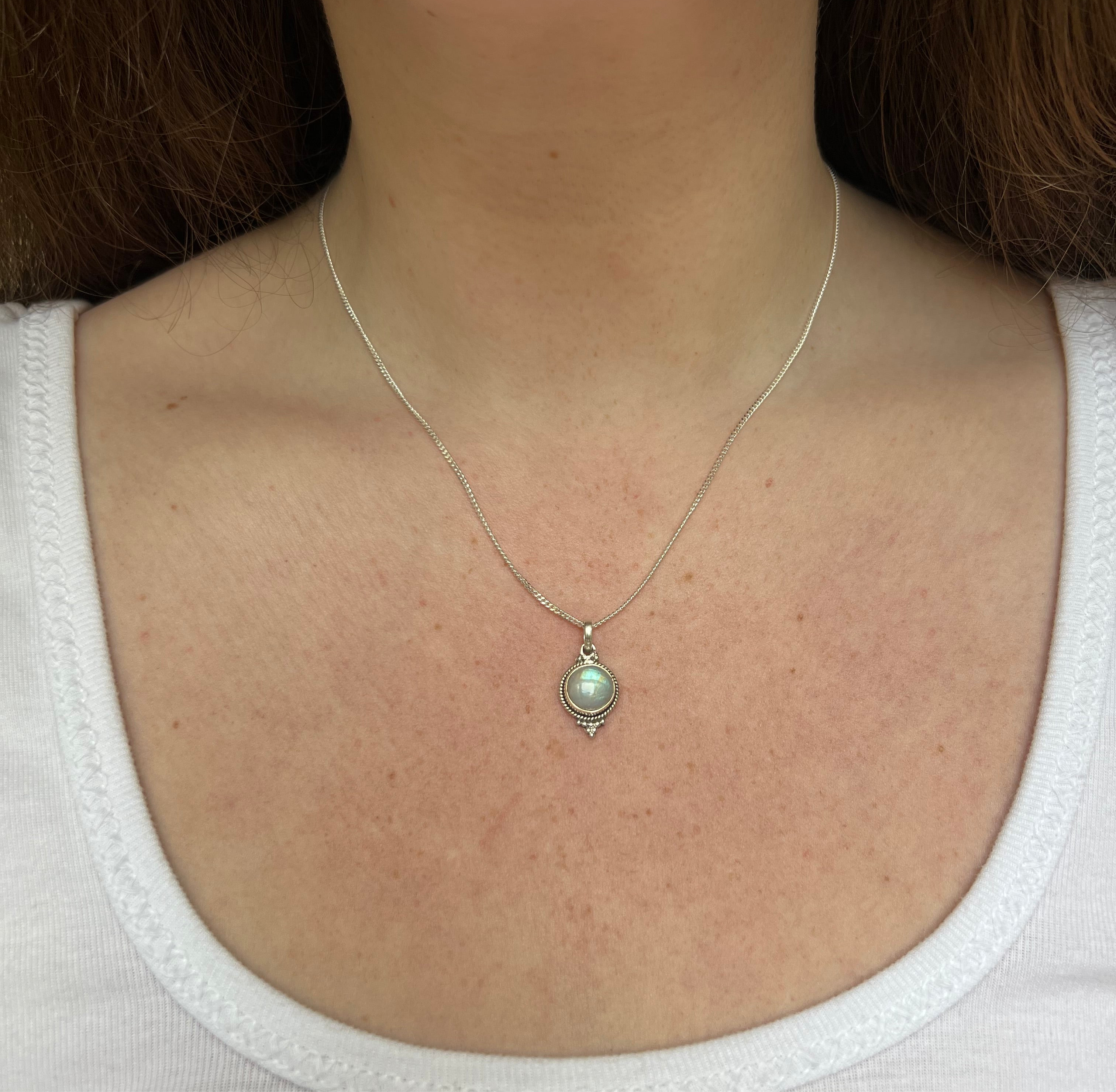 Regenboog Maansteen Ketting - 925 Sterling Zilver - Echte edelsteen - Nikkelvrij
