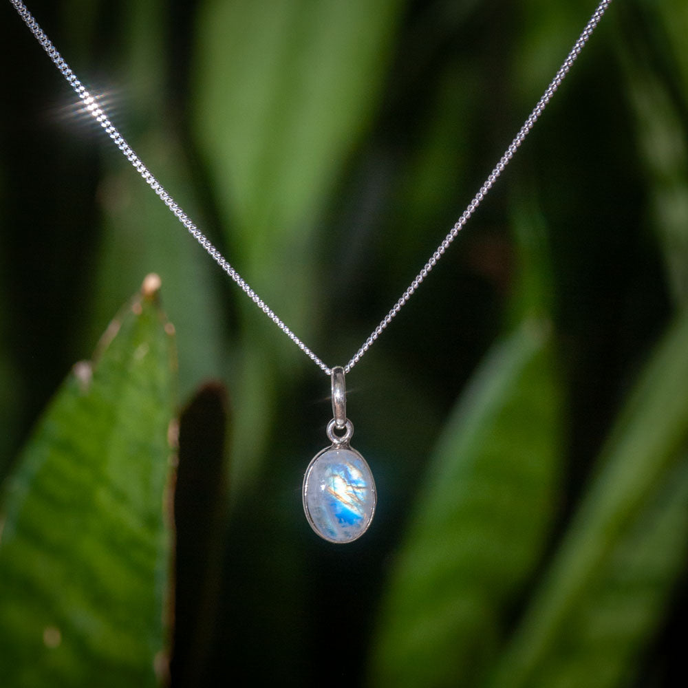 Regenboog Maansteen Ketting - 925 Sterling Zilver - Nikkelvrij
