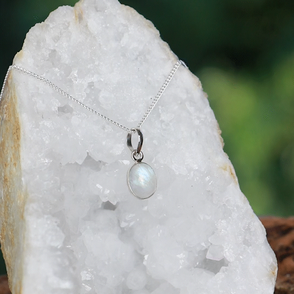 Regenboog Maansteen Ketting - 925 Sterling Zilver