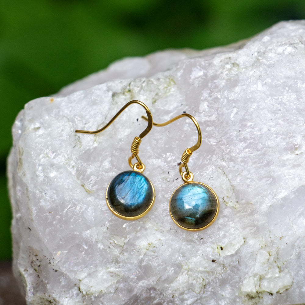 Labradoriet Oorbellen - Gold Plated - Echte edelsteen - Nikkelvrij