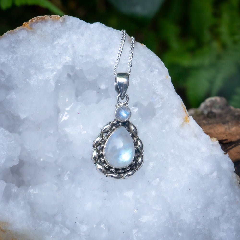 Regenboog Maansteen Ketting - 925 Sterling Zilver - Echte edelsteen - Nikkelvrij