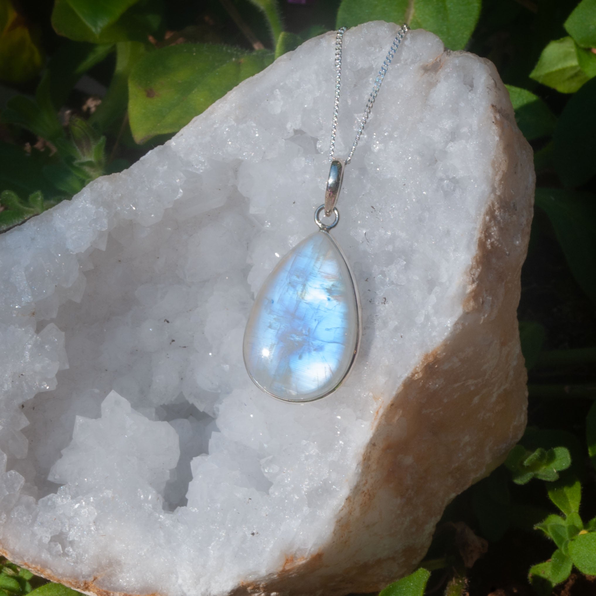 Regenboog Maansteen Ketting - One of a Kind - 925 Sterling Zilver - Nikkelvrij