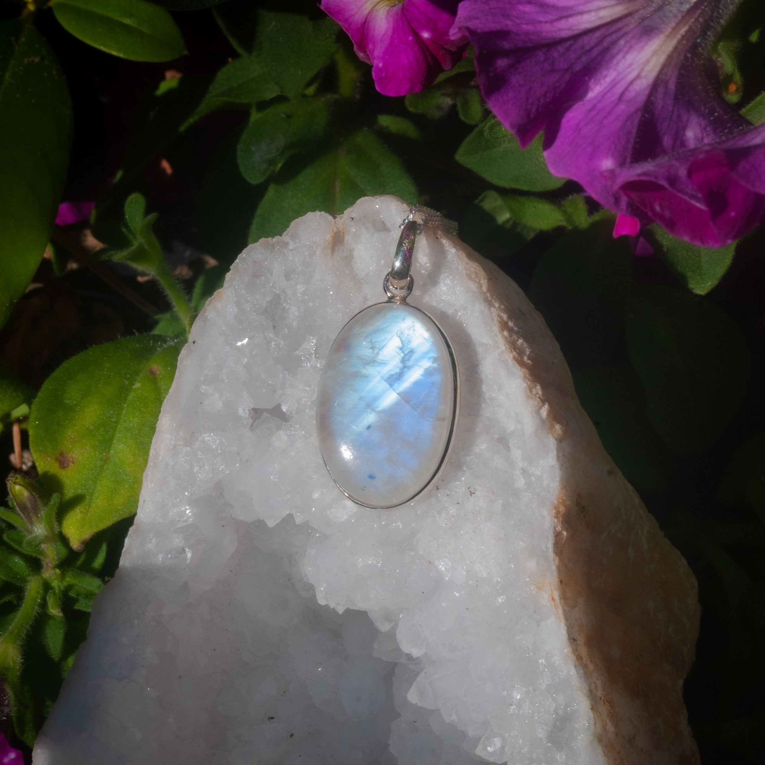 Regenboog Maansteen Ketting - One of a Kind - 925 Sterling Zilver - Nikkelvrij