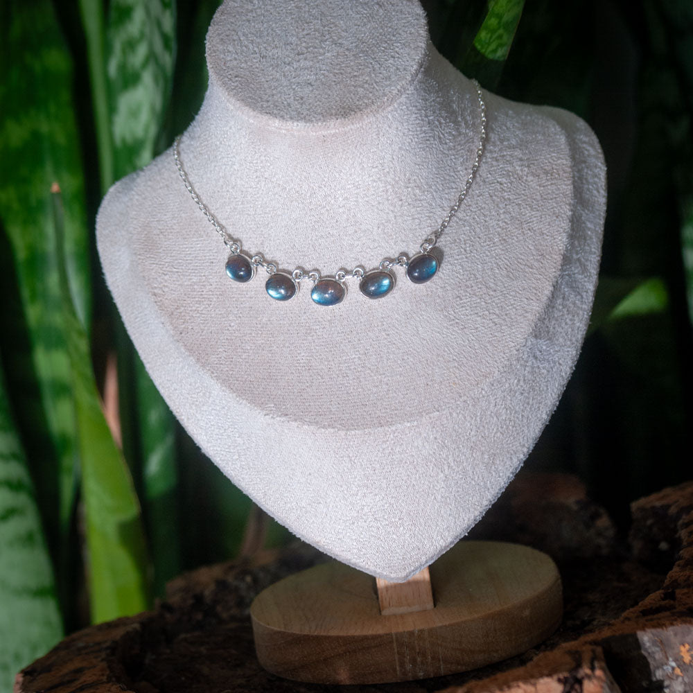 Labradoriet Ketting - 925 Sterling Zilver - Echte Edelsteen - Nikkelvrij