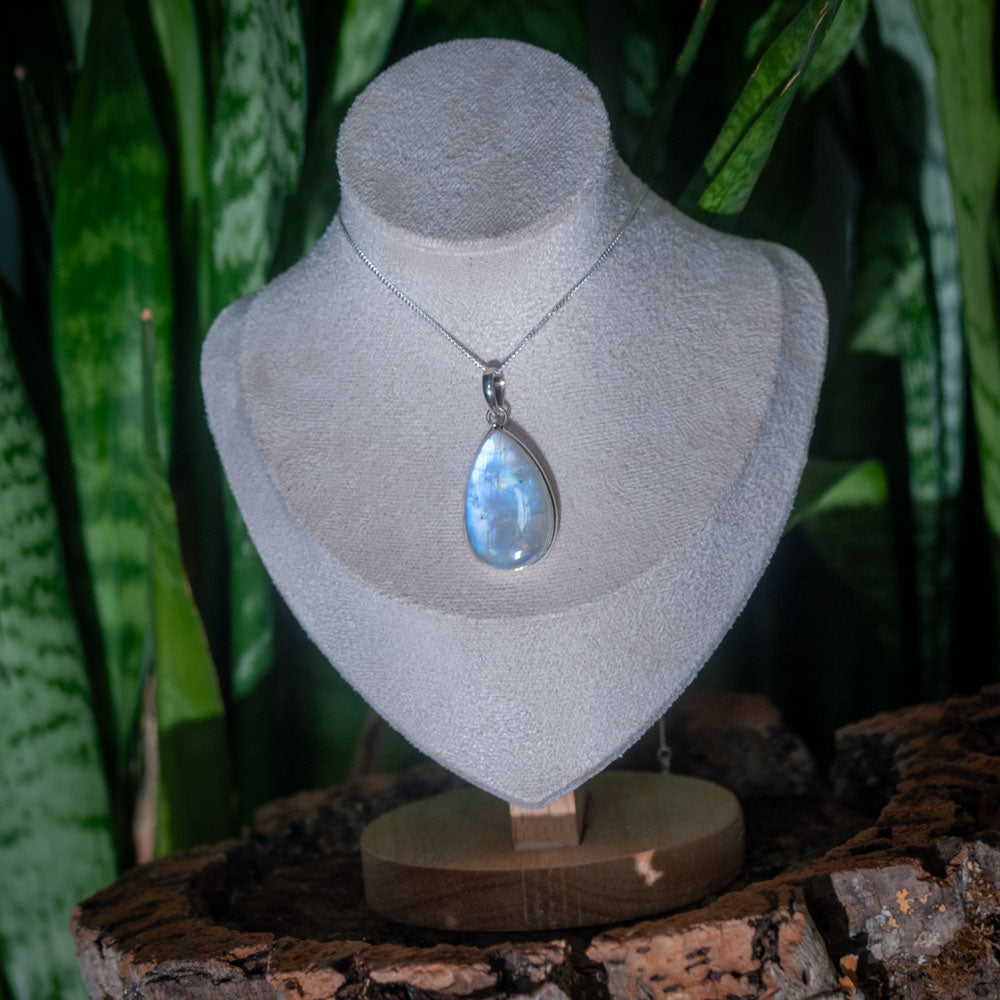Regenboog Maansteen Ketting - One of a Kind - 925 Sterling Zilver - Nikkelvrij