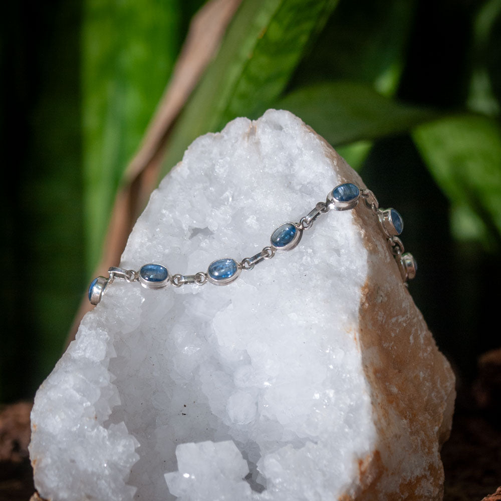 Kyaniet Armband - 925 Sterling Zilver - Echte edelsteen - Nikkelvrij