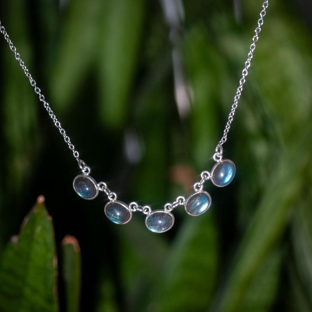 Labradoriet Ketting - 925 Sterling Zilver - Echte Edelsteen - Nikkelvrij