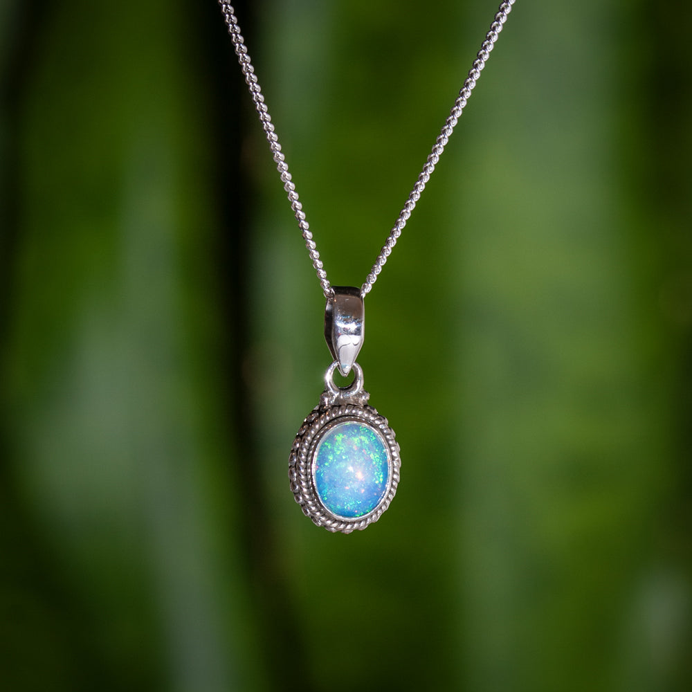 Ethiopisch Opaal Ketting -  925 Sterling Zilver - Echte edelsteen - Nikkelvrij