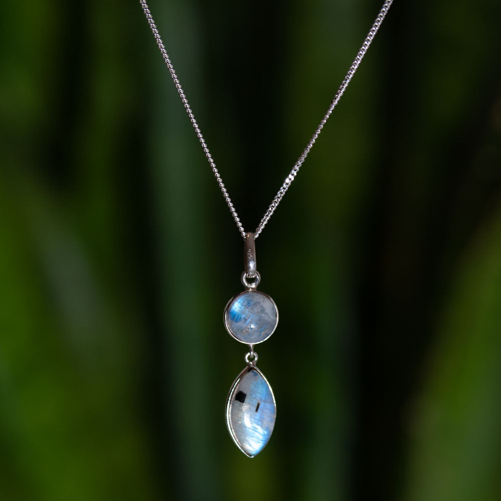 Regenboog Maansteen Ketting -  925 Sterling Zilver - Echte edelsteen - Nikkelvrij